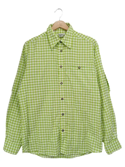 DISTLER ORIGINAL Herren Freizeithemd Kariert Grün Größe 46/S Langarm