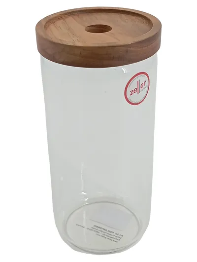 ZELLER Vorratsglas Transparent Glas Holz Deckel 19 cm Vorratsbehälter Modern