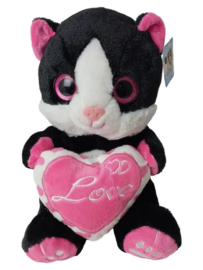 FLOS TOYS Kuscheltier Katze Plüschtier Herz Mehrfarbig 23cm Stofftier