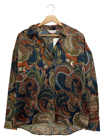 THOM Damen Bluse 36/S Mehrfarbig Paisley Langarm Bohemian Elegant
