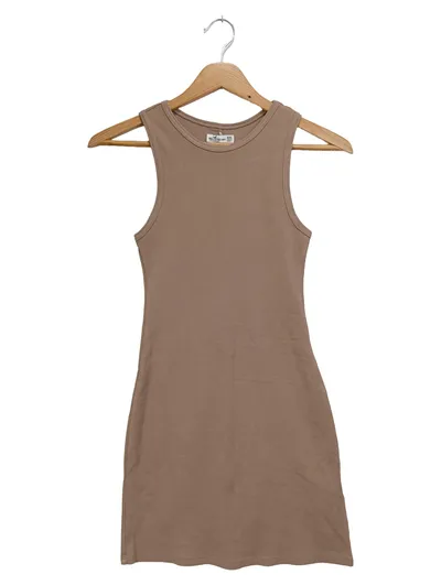 HOLLISTER Freizeitkleid Damen 32/XXS Braun Rippstrick Minikleid Casual