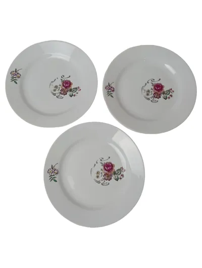KAHLA Kuchenteller Vintage Weiß Blumen Porzellan 17cm Made in GDR Set 3 Stück