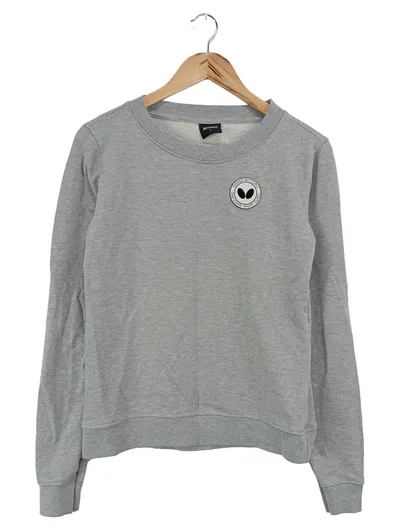BUTTERFLY Damen Langarmshirt Gr. 38/M Grau Casual Logo-Print
