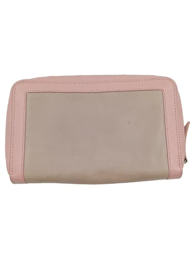LILIENFELS Elegante Damen Clutch Rosa Leder Geldbörse Reißverschluss 21x13cm