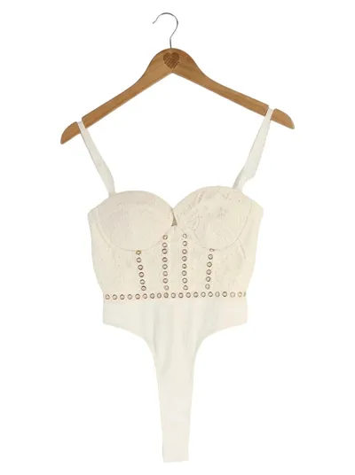 RARE LONDON Damen Bustier Gr. 34 Weiß Spitze Nieten Elegant Party