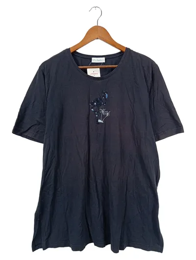 ULLA POPKEN Damen T-Shirt L Schwarz Flamingo Pailletten Casual