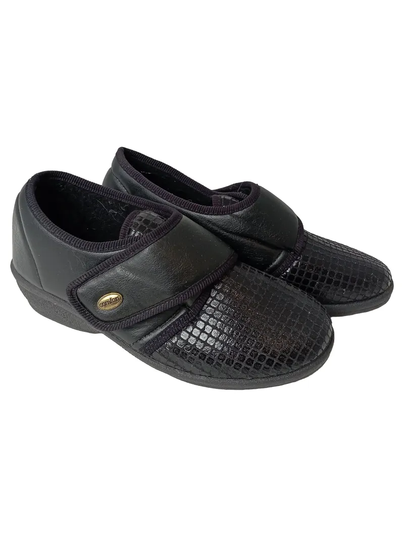 ANATOMIC & CO Damen Hausschuhe Gr. 40 Schwarz Komfortabel Klettverschluss 1