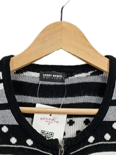 Gerry Weber Edition Damen Strickjacke Gr. 38 Schwarz Grau Weiß Reißverschluss