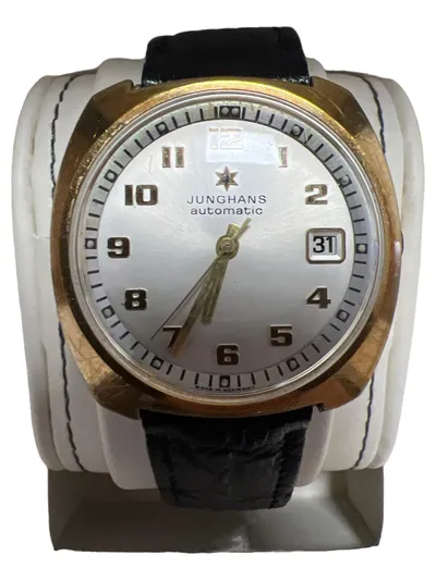 Junghans Automatik Herren Armbanduhr Klassisch Gold Leder 3.5cm