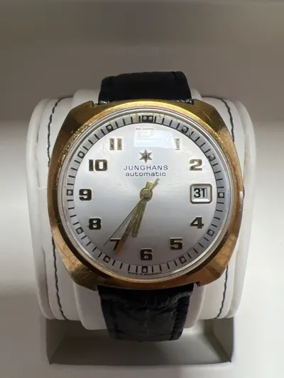 Junghans Automatik Herren Armbanduhr Klassisch Gold Leder 3.5cm