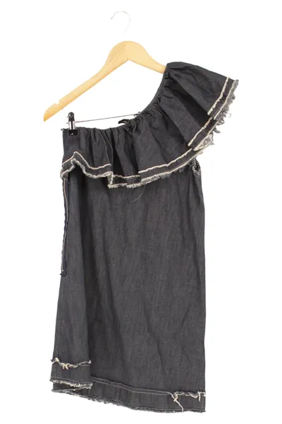 IMPERIAL Damen Freizeitkleid XS 34 Blau One-Shoulder Rüschen Baumwolle