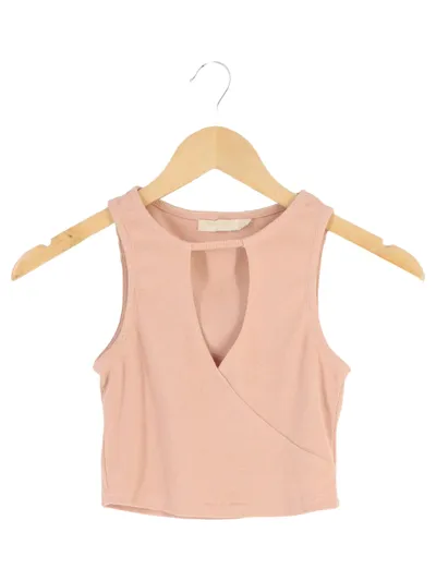 VERA & LUCY Damen Top 36/S Rosa Rippstrick Cut-Out