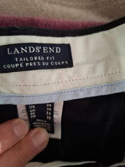 LANDS' END Herren Stoffhose Chino Tailored Fit Blau W38 Gr. 54 Baumwolle