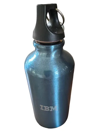 IBM Trinkflasche Metall Blau 750ml Wasserflasche mit Karabiner