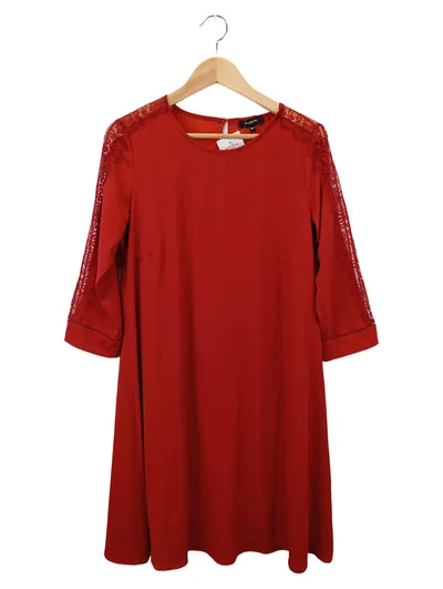 LAWRENCE GREY Damen Freizeitkleid Gr. 38/M Rot Elegant Vintage Spitze