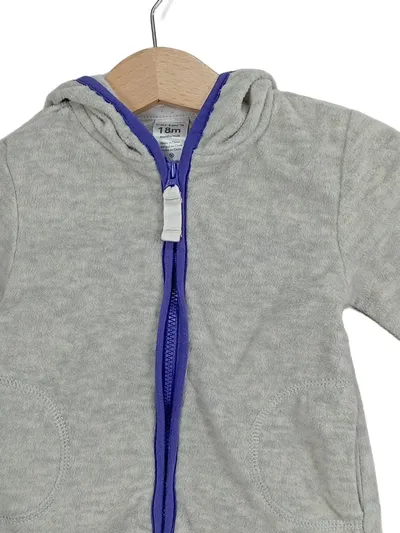 CARTER'S Fleecejacke Kinder Kapuze Reißverschluss Grau Gr. 86