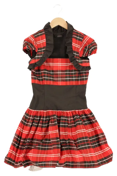 SWING Freizeitkleid Damen Gr. 38/M Rot Kariert Vintage Preppy