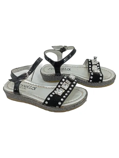 Simonetta Mädchen Sandalen Gr. 26 Schwarz Strass Glitzer Made in Italy