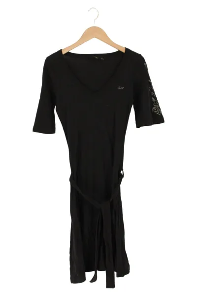 GSUS Damen Freizeitkleid Schwarz Gr. 36/S Baumwolle Casual Midi
