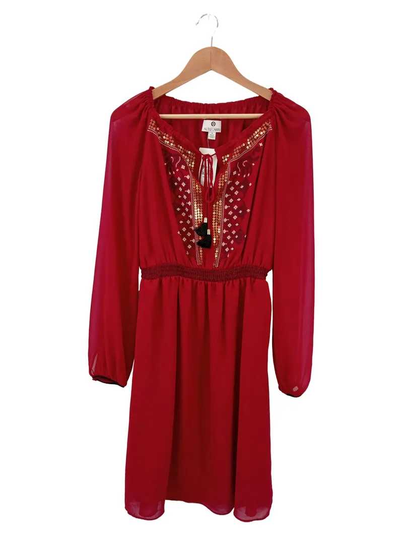 ALTUZARRA Freizeitkleid Damen Gr. 36 S Rot Elegant Pailletten Stickerei 1