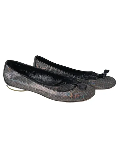 SHY Damen Ballerinas Gr. 39 Silber Metallic Schleife Elegant