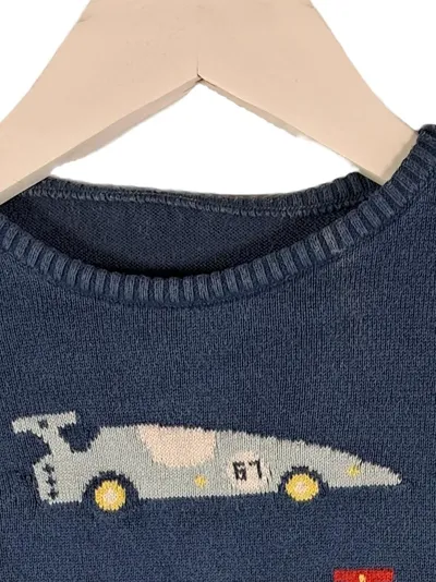 Tchibo Kinder Pullover Gr. 122 Blau Rennwagen Motiv Baumwolle