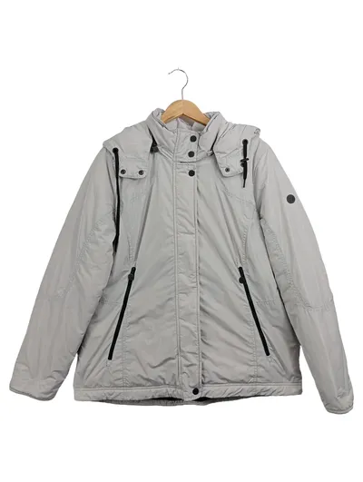 4 SEASONS Damen Winterjacke Grau Gr. 42/L Casual Outdoor Steppjacke Kapuze