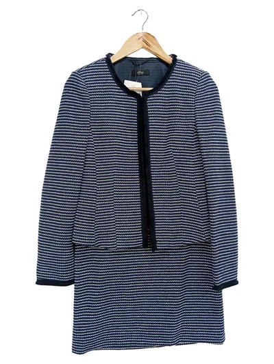 S.OLIVER BLACK LABEL Damen Kostüm mit Rock Gr. 34 Blau Strukturmuster Elegant