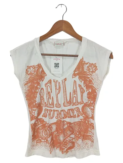 REPLAY Kinder T-Shirt Gr. 122 Weiß Baumwolle Logo Print Streetwear