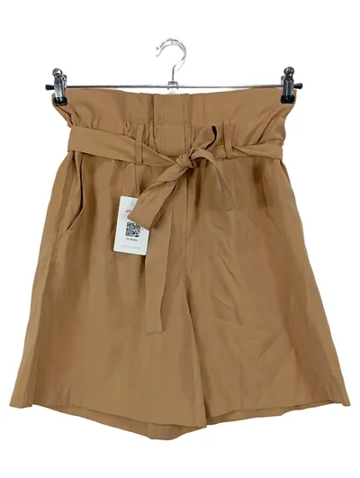 8 BY YOOX Damen Shorts Gr. 42 Braun Paperbag High Waist Elegant Vintage