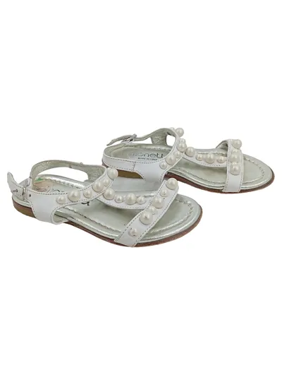 Simonetta Mädchen Sandalen Gr. 26 Weiß Perlen Made in Italy Elegant