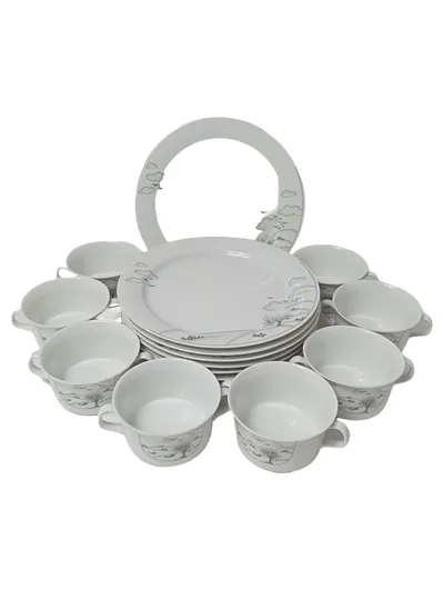 Eschenbach Speiseservice Weiß Elegant Porzellan Landschaft 15-teilig Geschirr