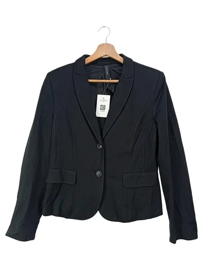 MARC CAIN Blazer Damen Elegant Schwarz Gr. 34/XS Viskose Business