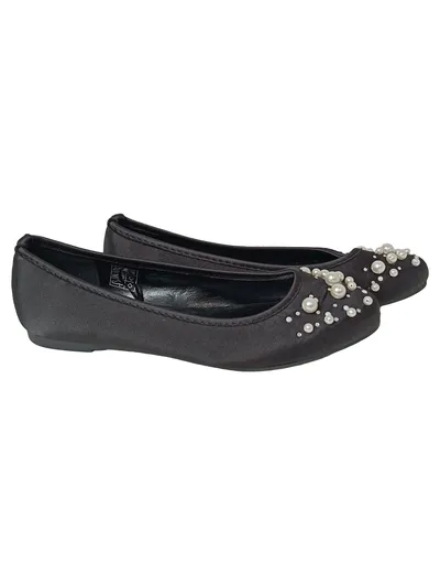 CLAUDIA GHIZZANI Ballerinas Damen Gr. 38 Schwarz Elegant mit Perlen