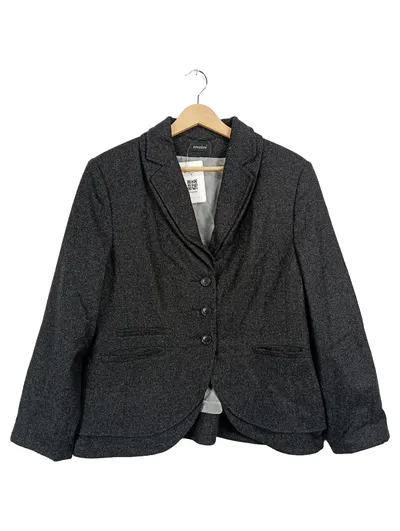 Emozioni Damen Blazer Jacke Gr. 42 Grau Wolle Business Meliert
