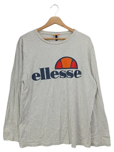 ELLESSE Herren Langarmshirt Grau Gr. 50/L Streetwear Casual Logo