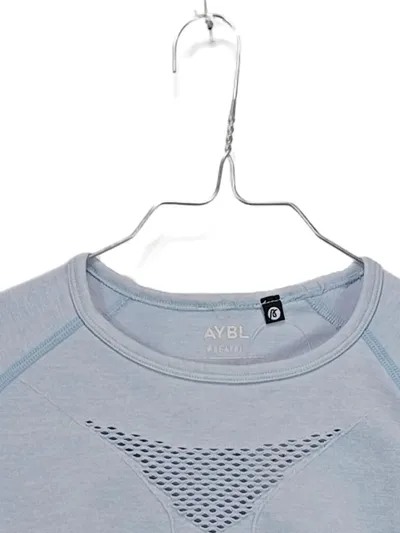 AYBL Damen Sport Shirt Langarm Crop Top Seamless Fitness Gym Blau Gr. 38;M