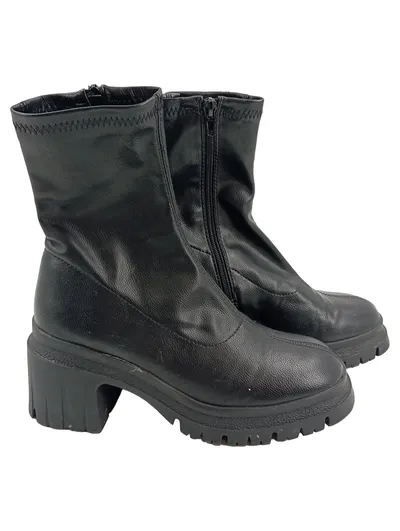 ASOS Damen Stiefelette Gr. 40 Schwarz Chunky Sohle Reißverschluss Modern