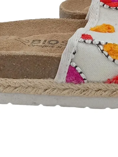 Biosoft Pantoletten Mädchen Gr. 26 bunte Stickerei Herzen Espadrilles