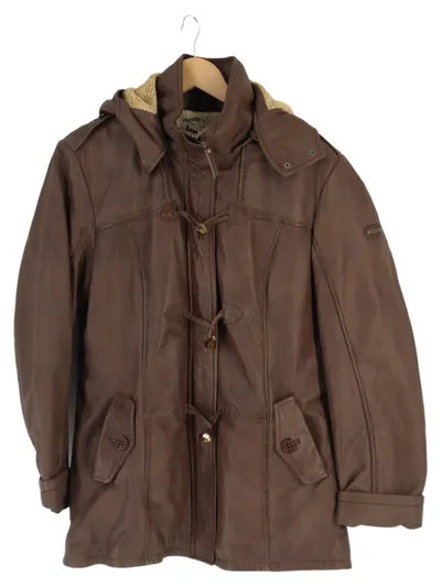 CABRINI Vintage Lederjacke Herren 44/L Braun mit Kapuze und Knebelknöpfen