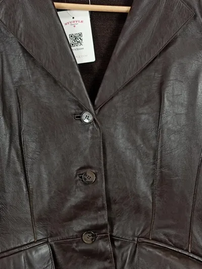 Prestige Damen Strickjacke Leder Wolle Braun Gr. 38/M Klassisch