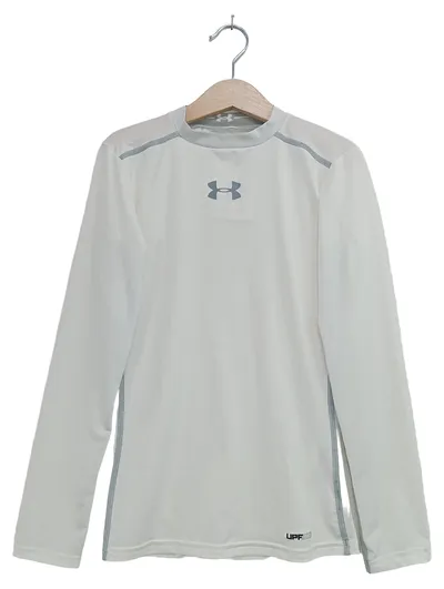 UNDER ARMOUR Kinder Sport Shirt Gr. 128 Weiß Langarm Sportlich