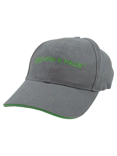 HEIM & HAUS Cap Baseballcap Kappe Grau Grün Stickerei One Size Baumwolle