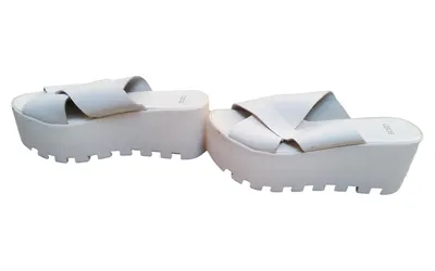 ASOS Plateausandalen Damen Gr. 37 Weiß Sommer Freizeit 7.5cm Absatz