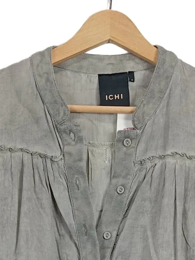 ICHI Damen Tunika Bluse Gr. 38/M Grau Baumwolle 3/4-Arm Casual