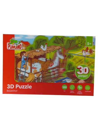 PLAYLAND 3D Puzzle Bauernhof 100 Teile Kinder Natur Lernspielzeug ab 5 J.