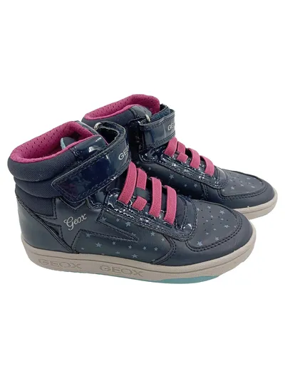 GEOX Kinder Sneaker high Gr. 28 Blau Casual Sportlich Sterne Klettverschluss