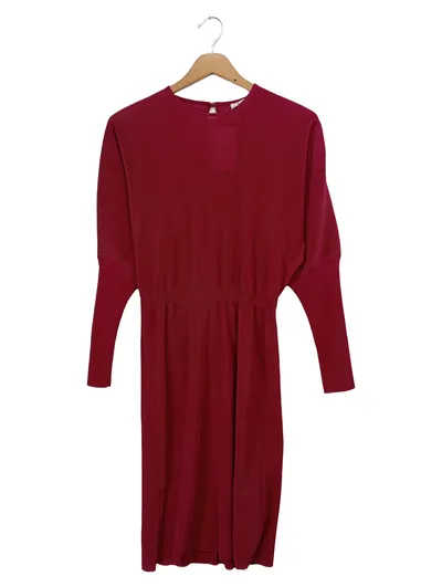 & OTHER STORIES Strickkleid Damen Gr. 34/XS Rot Rippstrick Elegant Midi