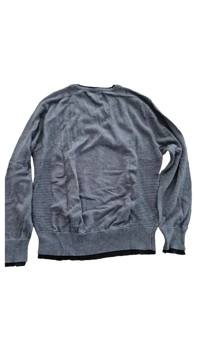 bruno banani Herren Pullover V-Ausschnitt Grau Gr. 48/M Baumwolle Casual