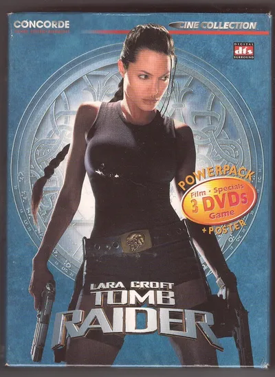 Lara Croft Tomb Raider DVD Angelina Jolie Actionfilm Powerpack 3 DVDs + Poster